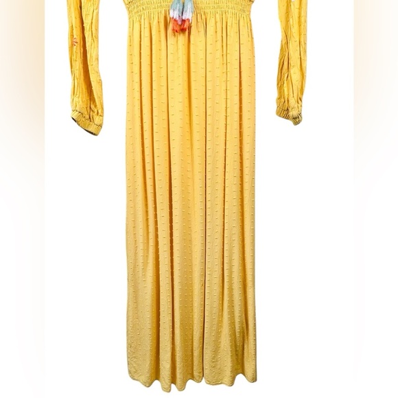 Alvina yellow maxi dress, 42 (M),embroidered flowers, tassels Modern Boho Pretty - Picture 5 of 11